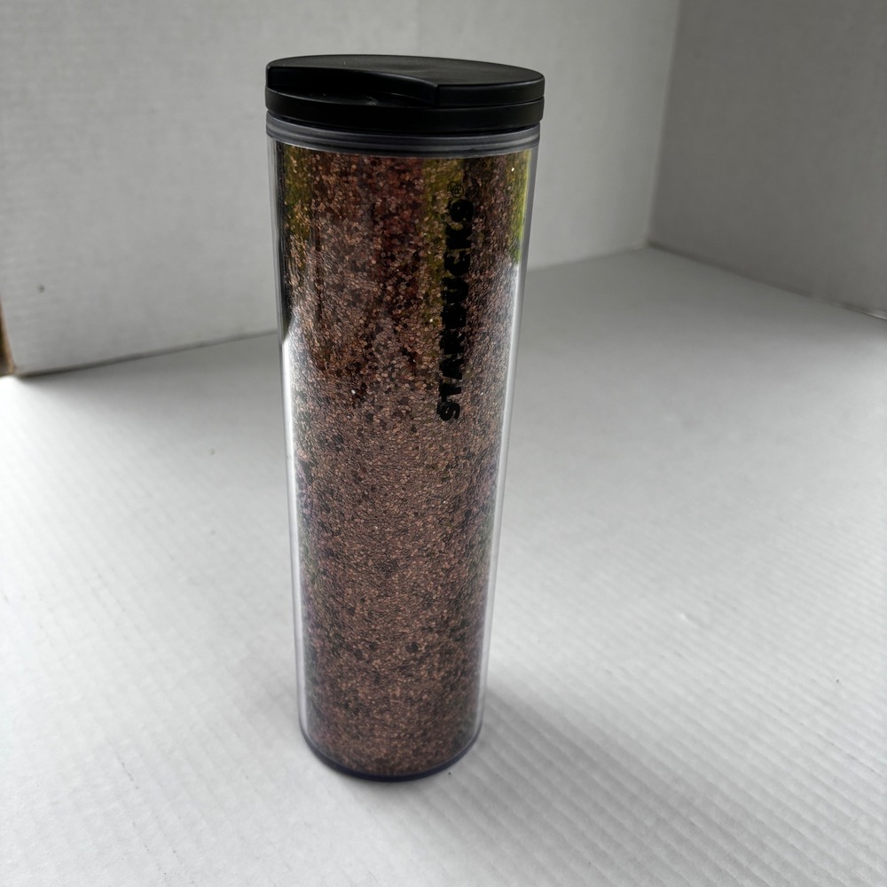 Starbucks Bronze Copper Glitter Acrylic Tumbler 16oz Travel Cold Cup New